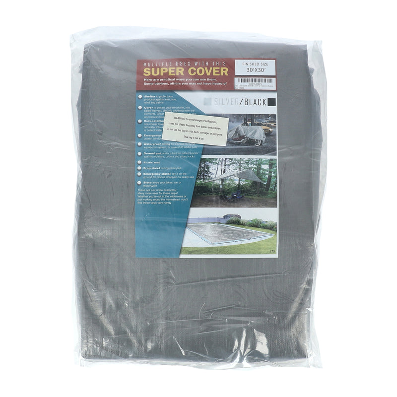 SUPER COVER TARP 30X30 SILVER/BLACK FINISH SIZE 900SQFT 10 MIL