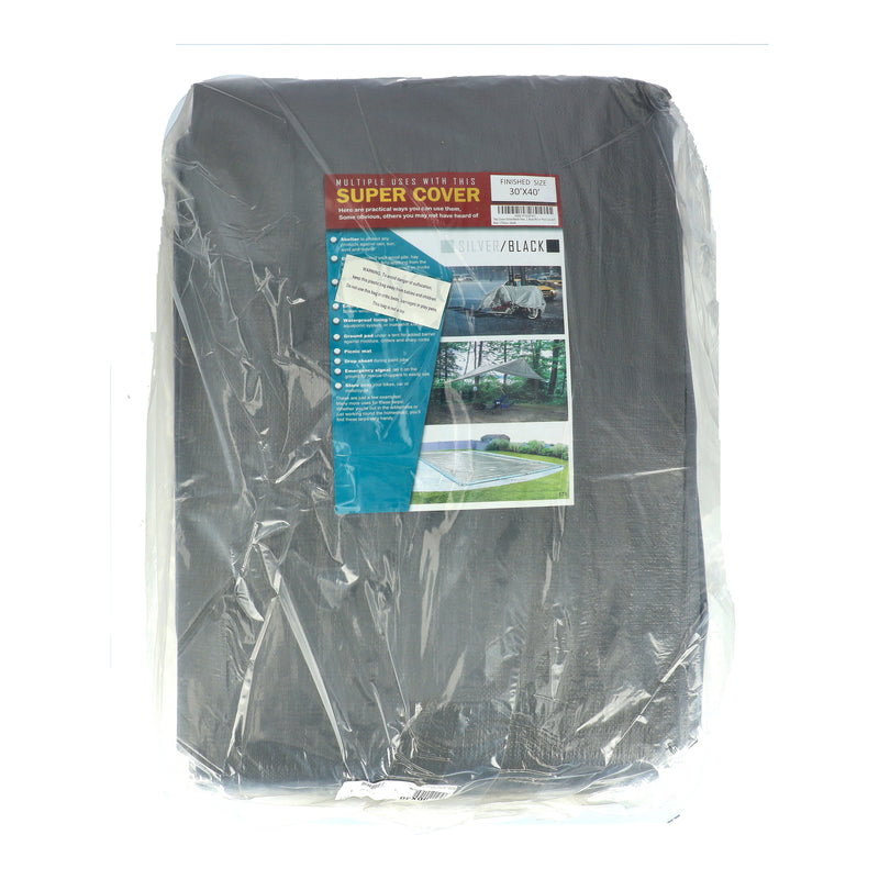 SUPER COVER TARP 30X40' FINISH SIZE SILVER/BLACK 1200SQFT 10 MIL