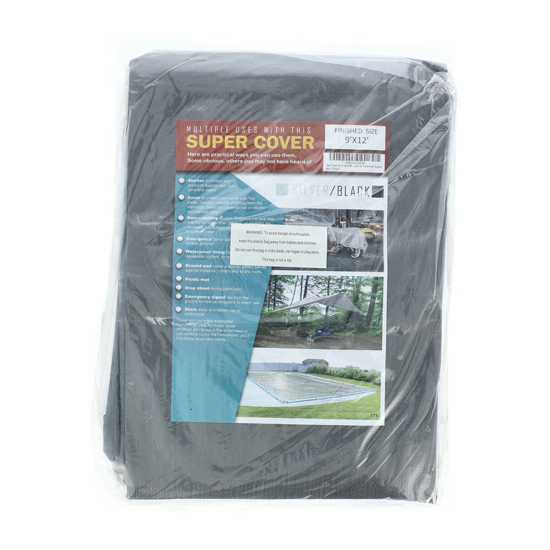SUPER COVER TARP 9x12' SILVER/BLACK FINISH SIZE 108SQFT 10 MIL