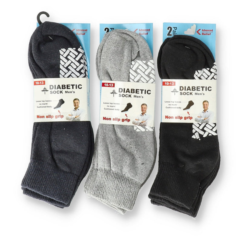 DIABETIC MENS NON SLIP GRIP SOCKS 2pr sz 10-13