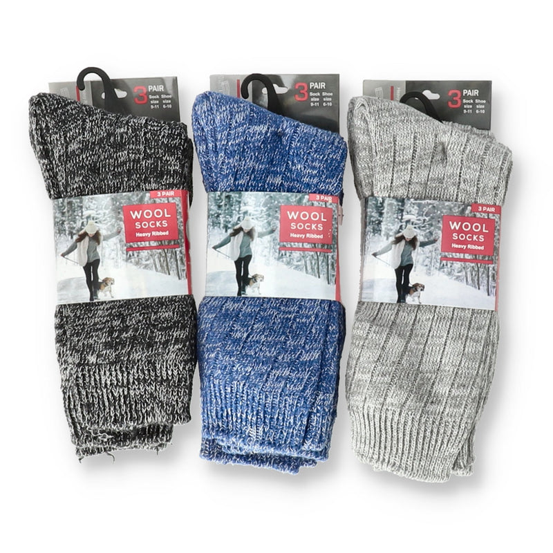 WOOL SOCKS HEAVY RIBBED SOCKS 3pr sz 9-11