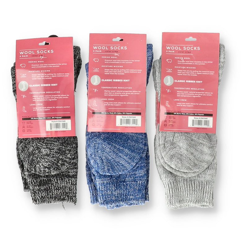 WOOL SOCKS HEAVY RIBBED SOCKS 3pr sz 9-11