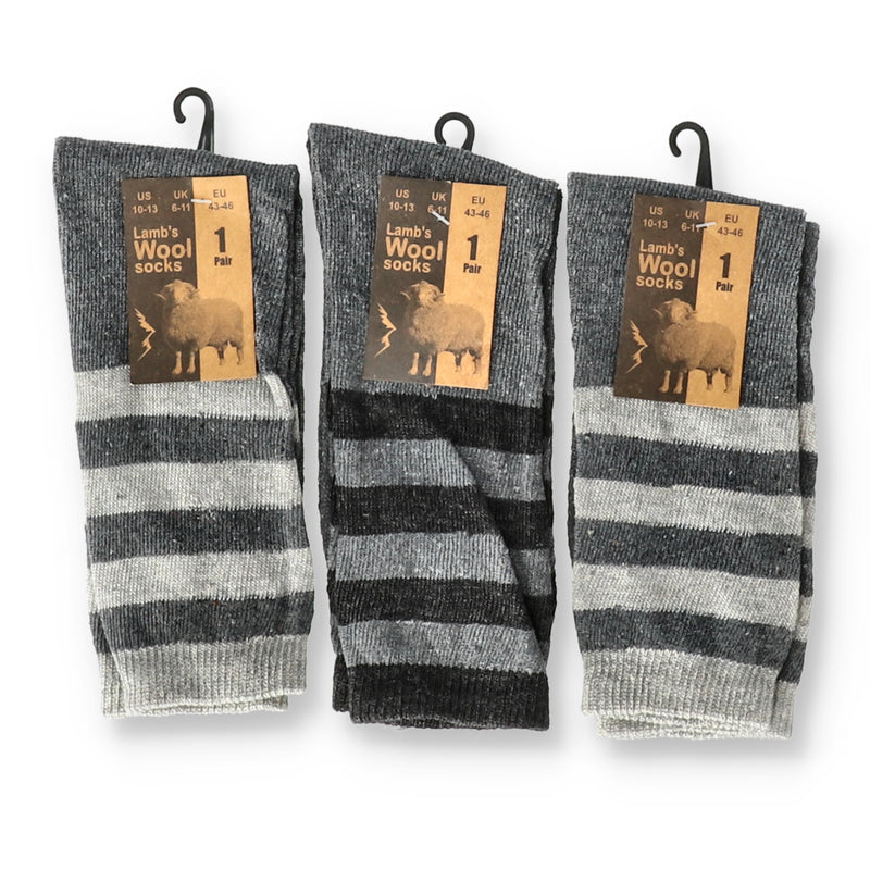 STRIPED LAMB WOOD SOCKS 10-13