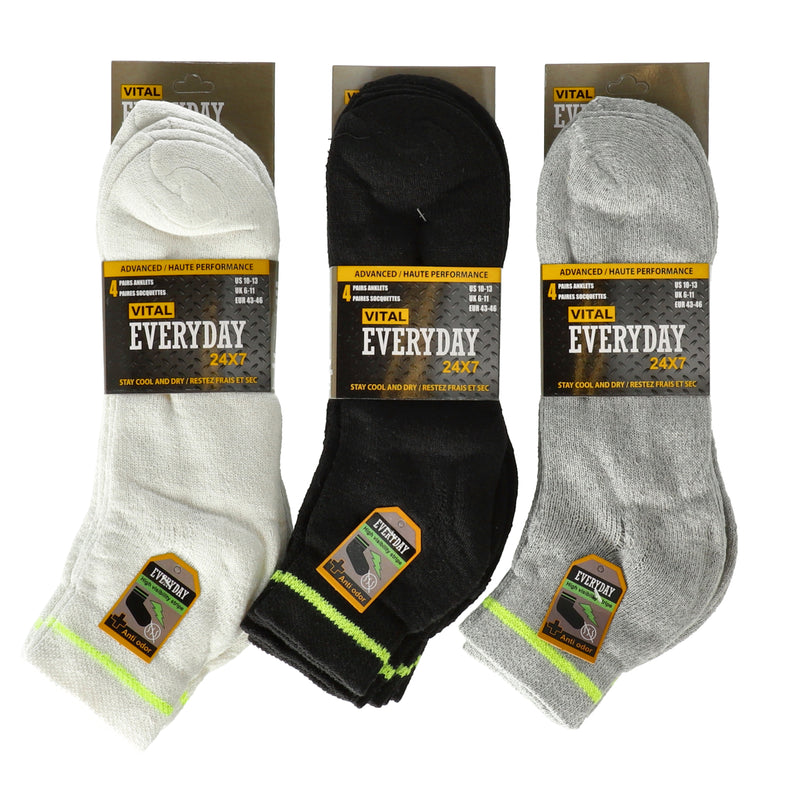 VITAL EVERYDAY 4pr ANKLE SOCKS ASSORTED COLORS sz10-13