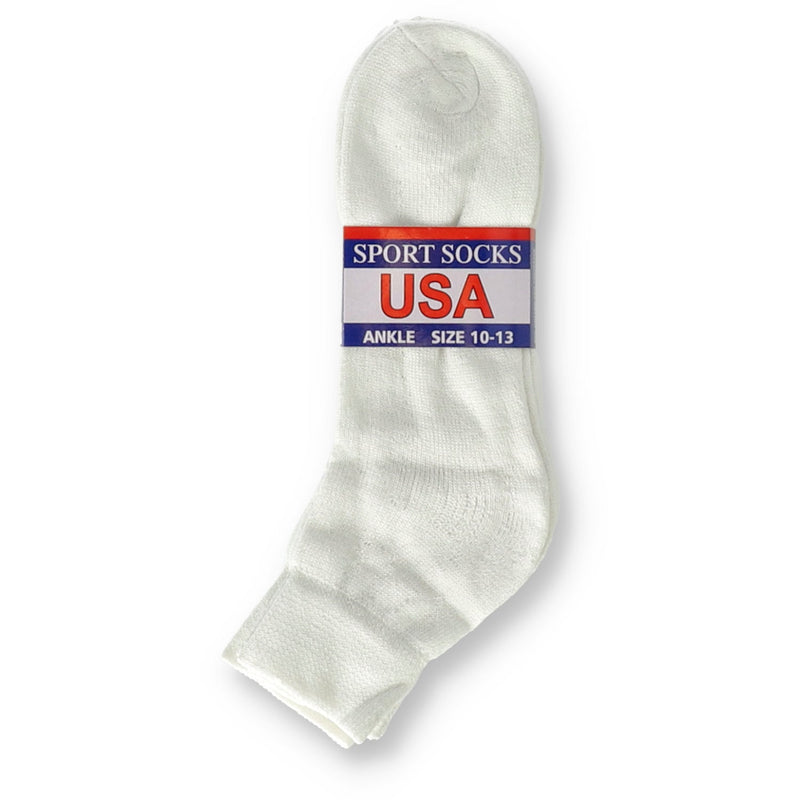 WHITE SPORT SOCK ANKLE LENGTH 3pr sz 10-13