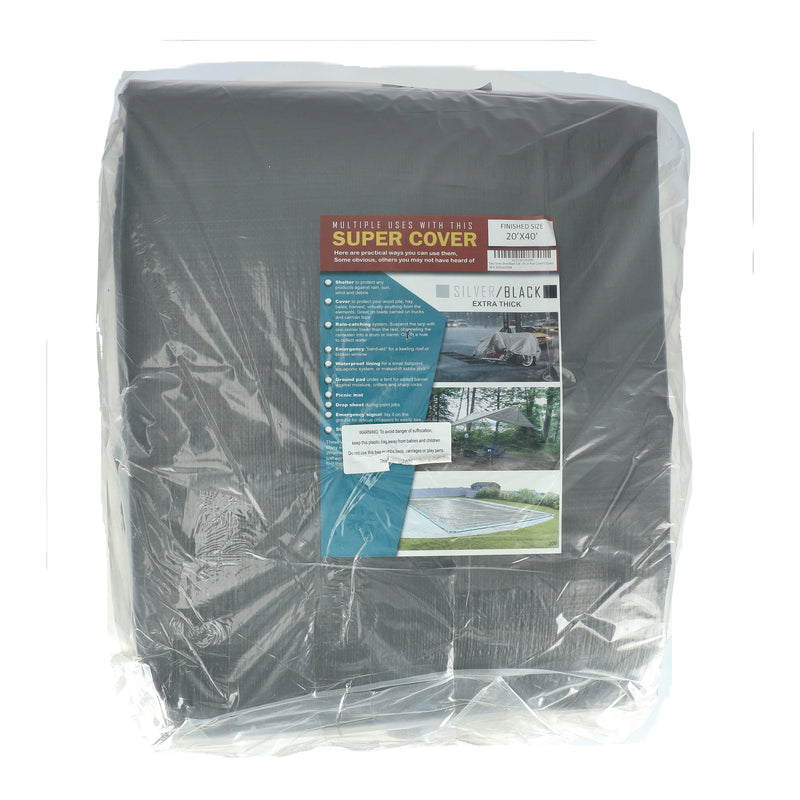 SUPER COVER TARP 20x40' SILVER/BLACK 800SQFT 20 MIL