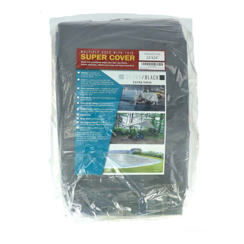 SUPER COVER TARP 24x24' SILVER/BLACK 576SQFT 20 MIL