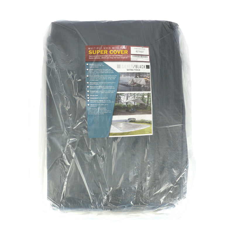 SUPER COVER TARP 40X60' SILVER/BLACK 2400SQFT 20 MIL