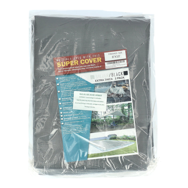 SUPER COVER 2PK TARP 8X10' SILVER/BLACK 160SQFT 20 MIL