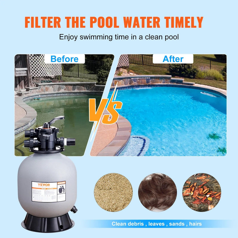 VEVOR 22" 7-FUNC POOL SAND FILTER 55 GPM