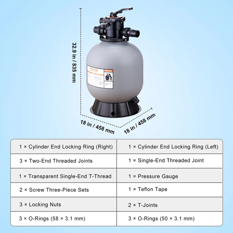 VEVOR 22" 7-FUNC POOL SAND FILTER 55 GPM