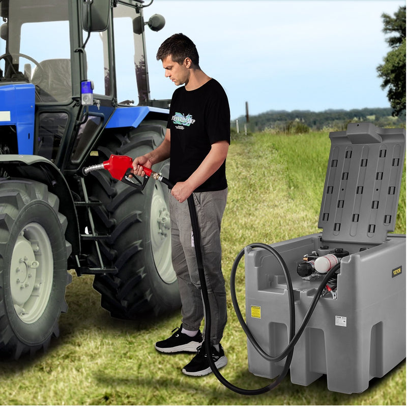 VEVOR 116gal PORTABLE DIESEL FUEL TANK w/12V TRANSFER PUMP & 13' HOSE