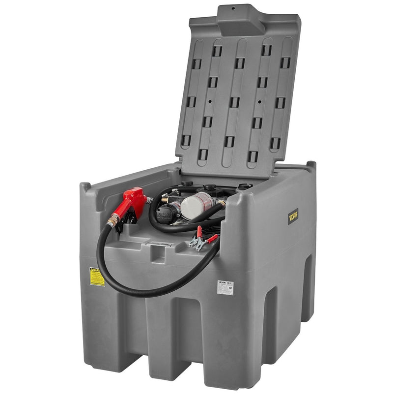 VEVOR 116gal PORTABLE DIESEL FUEL TANK w/12V TRANSFER PUMP & 13' HOSE