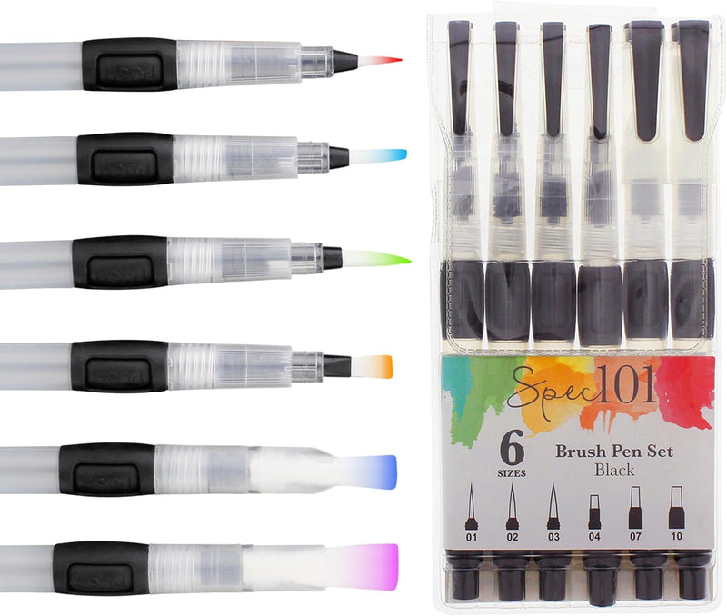 SPEC101 6PC BLACK BRUSH PEN SET