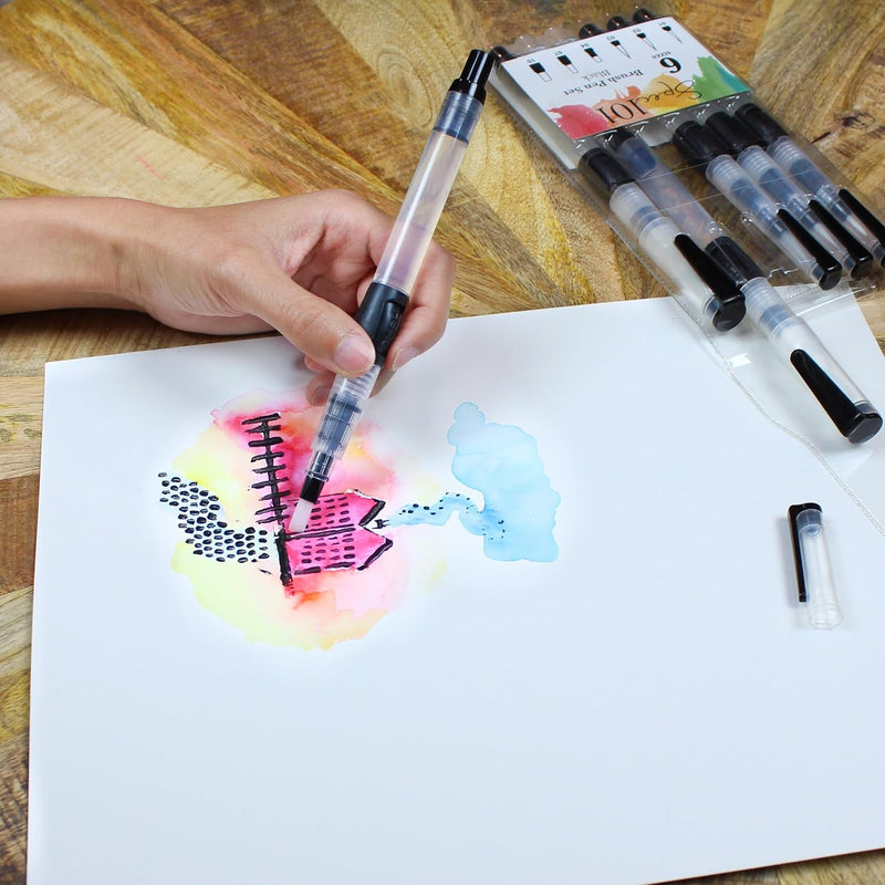 SPEC101 6PC BLACK BRUSH PEN SET