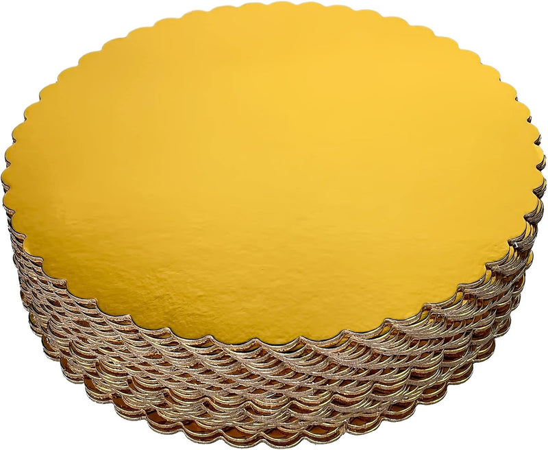 Spec101 12'' 20PK ROUND GOLD SCALLOPED CAKE BOARDS