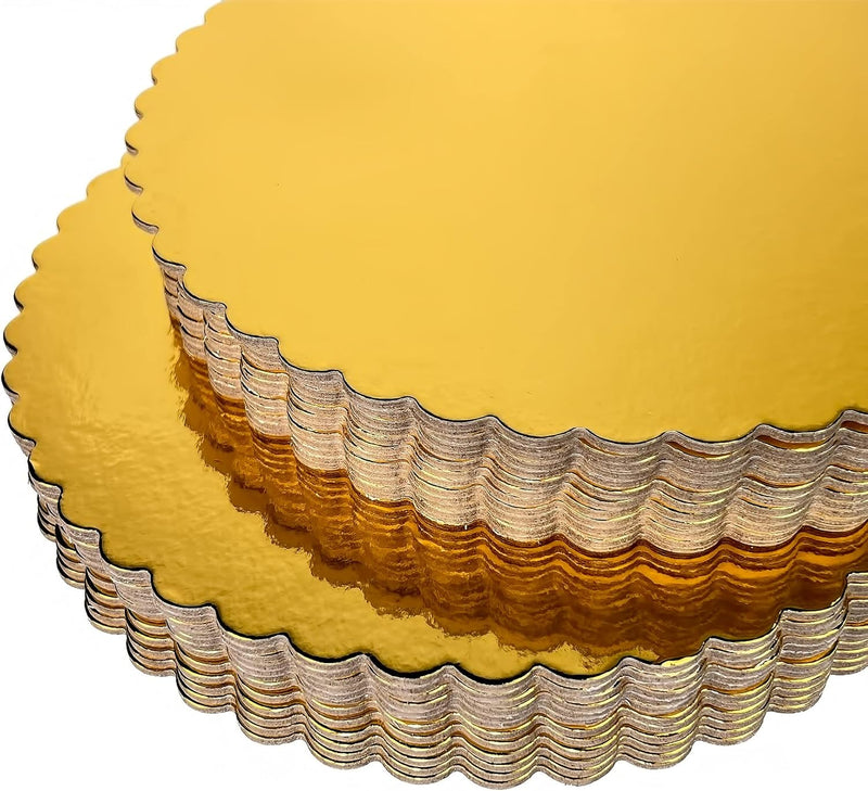 Spec101 12'' 20PK ROUND GOLD SCALLOPED CAKE BOARDS