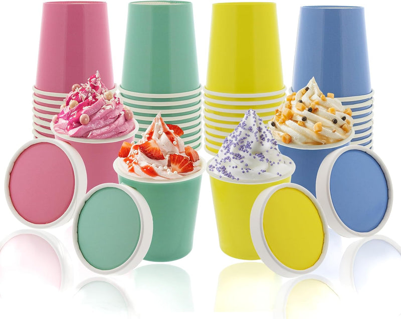 SPEC101 40PK 6OZ PAPER ICE CREAM CUP WITH LIDS