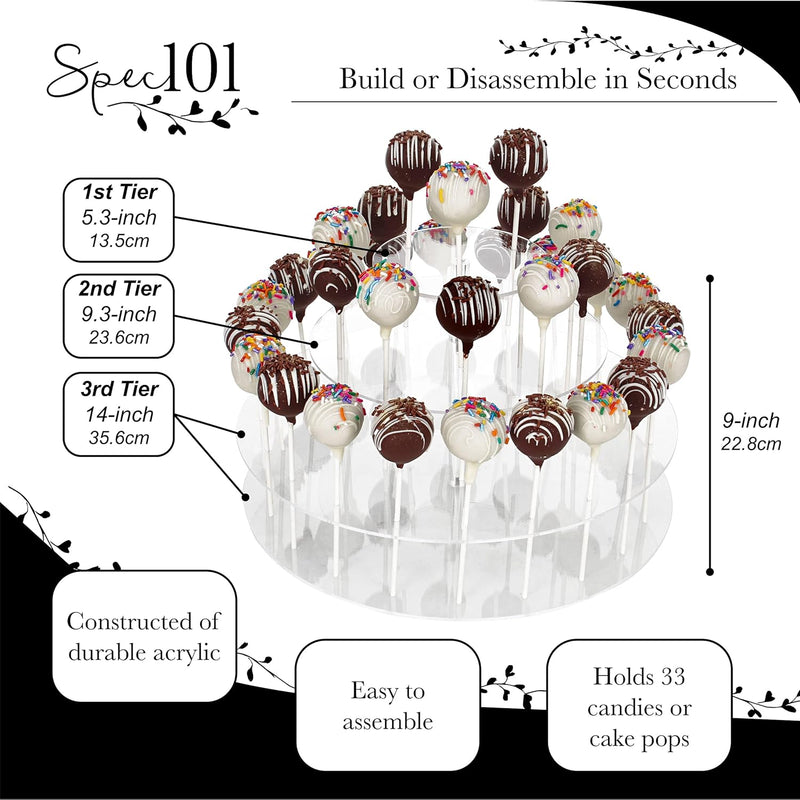 SPEC101 3 TIER CLEAR ROUND LOLI-CAKE POP STAND
