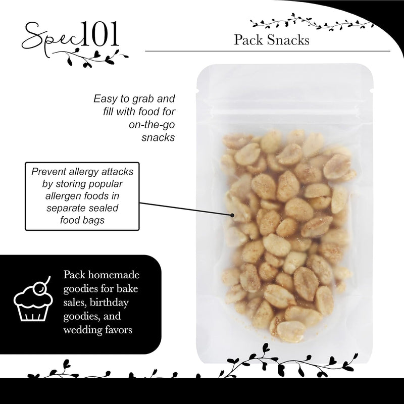 SPEC101 50 COUNT FROSTED STAND UP RESEALABLE ZIPPER POUCHES 3.5x6''