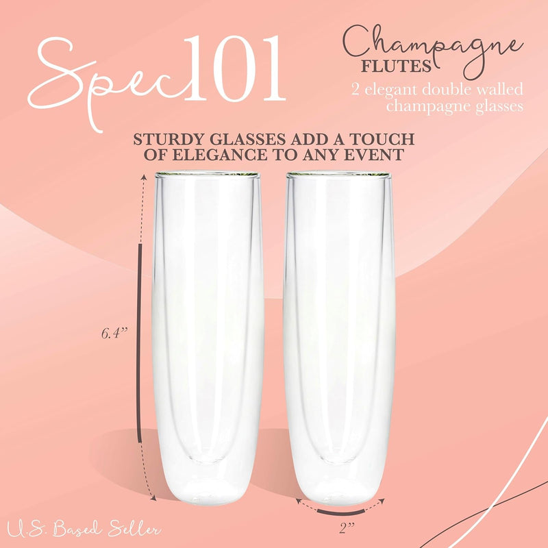 SPEC101 2PK DOUBLE WALL CHAMPAGNE FLUTE CUPS