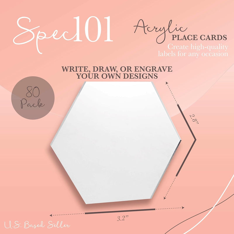 SPEC101 80 COUNT CLEAR ACRYLIC PLACE CARDS 80x70MM