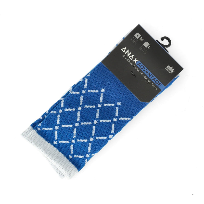ANAX ADVANTAGE HIGH-PERFORMANCE MEDIUM COOL DRY SOCKS BLUE & WHITE BASKETBALL NET PATTERN