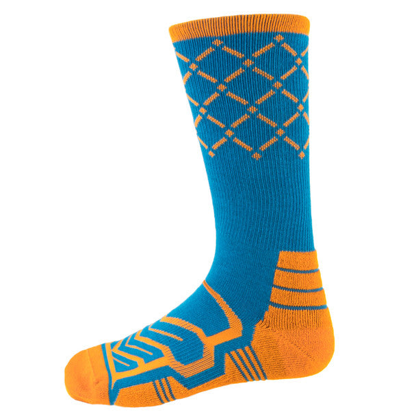 ANAX ADVANTAGE HIGH-PERFORMANCE LARGE COOL DRY SOCKS BLUE & ORANGE BASKETBALL NET PATTERN