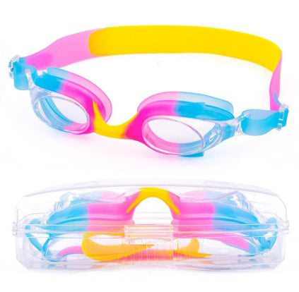 KIDS COLORFUL SWIMMING GOGGLES WITH CASE -COTTON CANDY