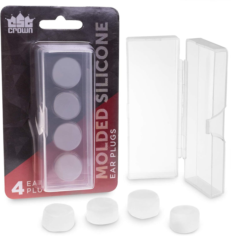 CROWN 4PK MOLDED SILICONE EAR PLUGS WITH STORAGE CASE