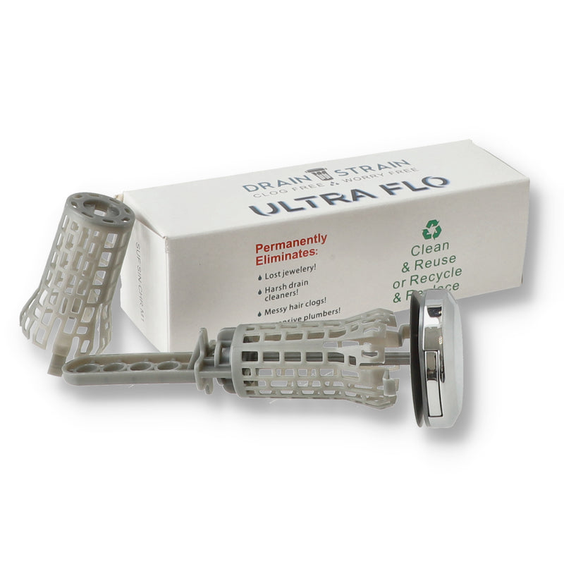 DRAIN STRAIN SINK DRAINSTOPPER & HAIR CATCHER CHROME BOXED