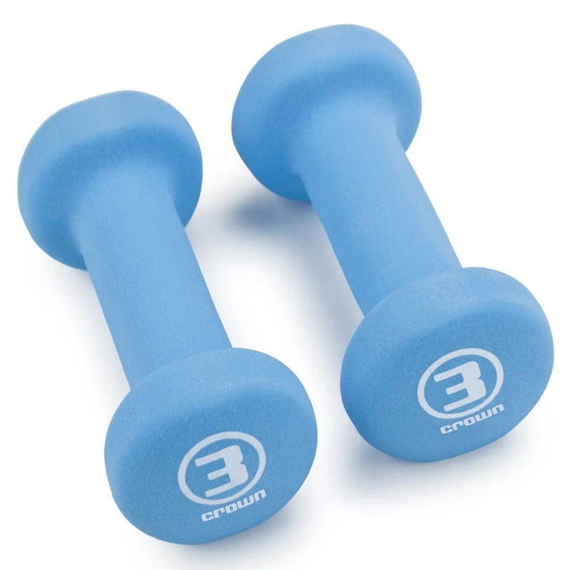 CROWN 3LB BODY SCULTING NEOPRENE HAND WEIGHT PAIR CYAN BLUE
