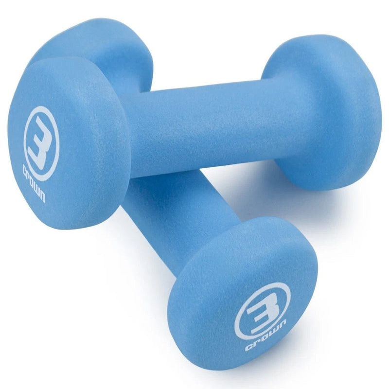 CROWN 3LB BODY SCULTING NEOPRENE HAND WEIGHT PAIR CYAN BLUE