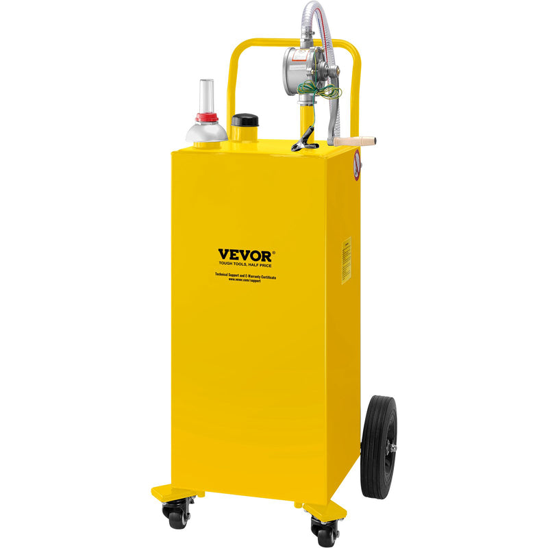 VEVOR 30 GALLON DIESEL FUEL CADDY WITH MANUAL TRANSFER PUMP & WHEELS