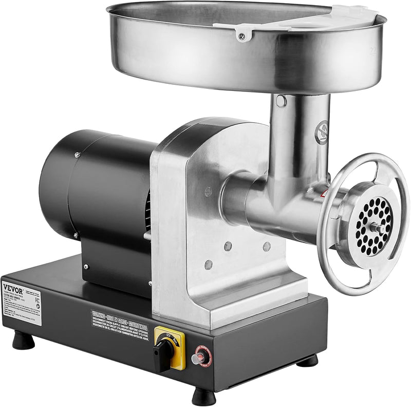 VEVOR COMMERCIAL MEAT GRINDER WITH BLACK, GRINDING PLATE, & SAUSAGE MAKER