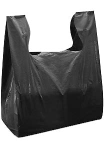 1000 CT BLACK T-SHIRT BAGS 11.5x6.5x22'' .49MIL