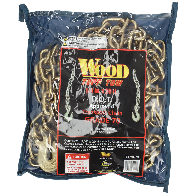 1/4x20' TOW CHAIN GRADE 70 GOLD ZINC