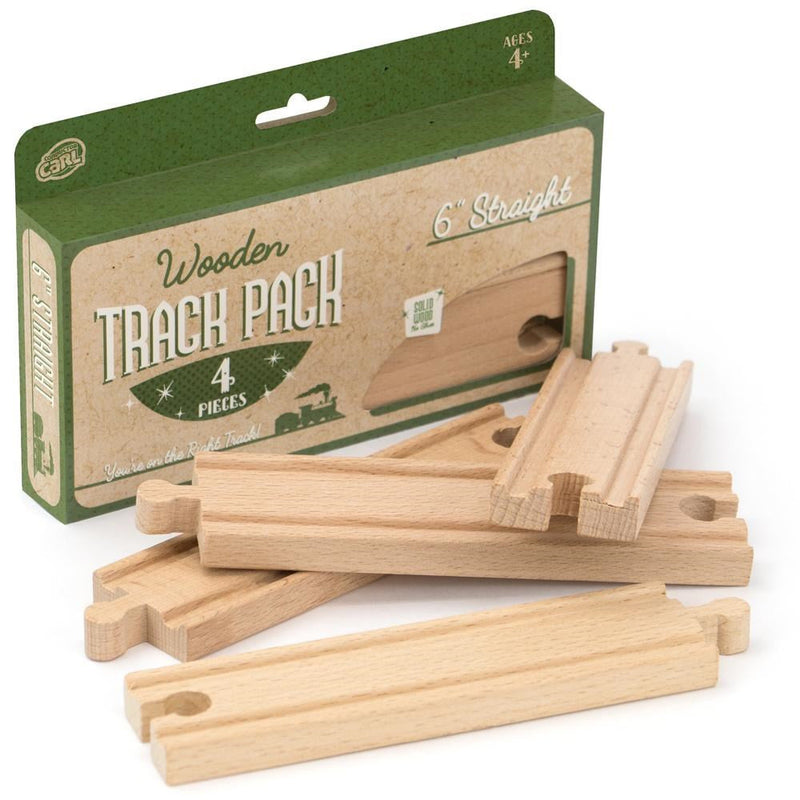 CONDUCTOR CARL 4PK 6'' STRAIGHT WOODEN TRACK PACK