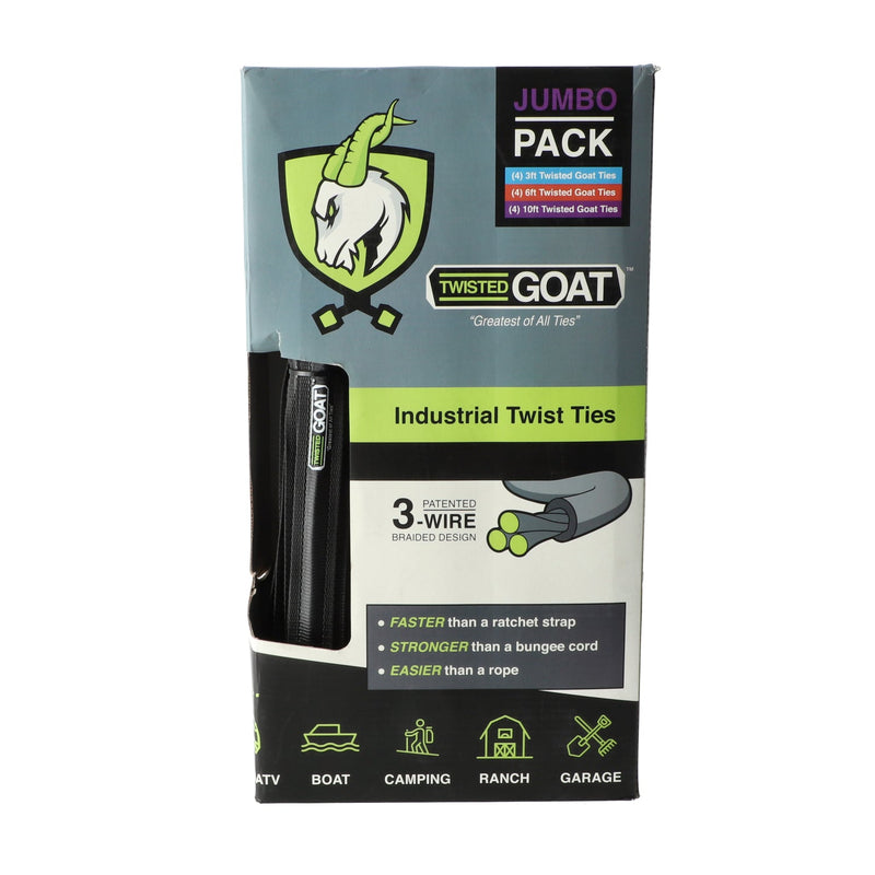 TWISTED GOAT TWIST TIES JUMBO PACK 4 each 3, 6, & 10'