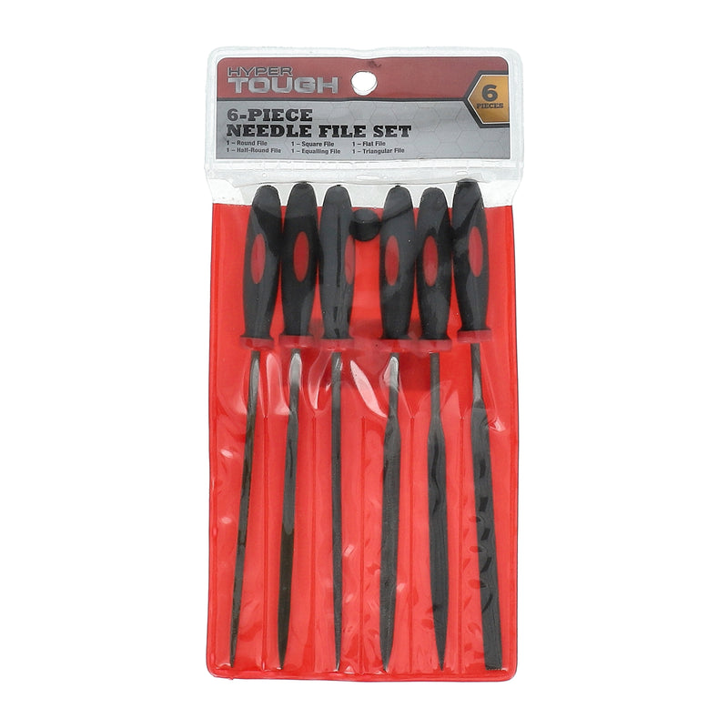 HYPER TOUGH 6PC NEEDLE FILE SET WITH RUBBER GRIPS IN POUCH
