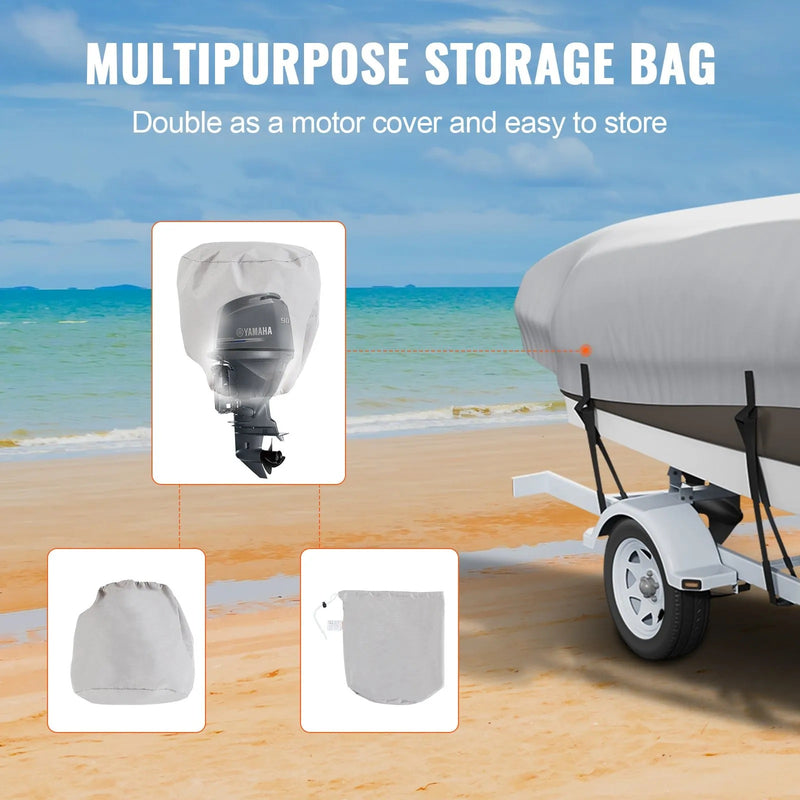 VEVOR 600D GREY BOAT COVER 16-18.5' BOATS