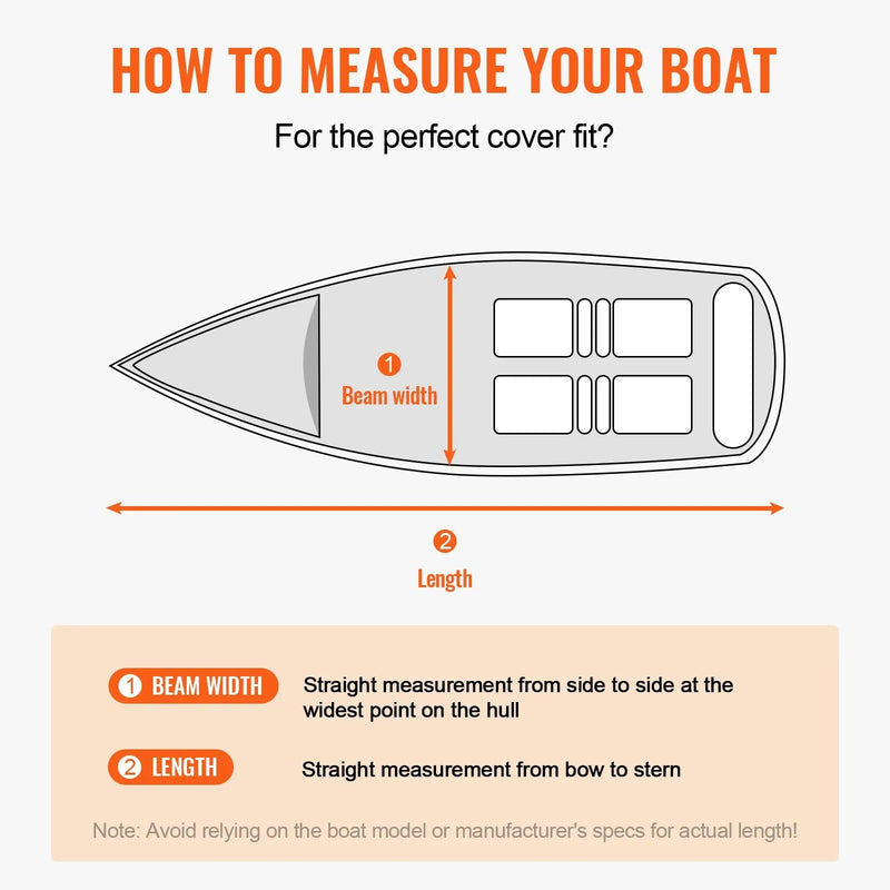 VEVOR 600D GREY BOAT COVER 16-18.5' BOATS