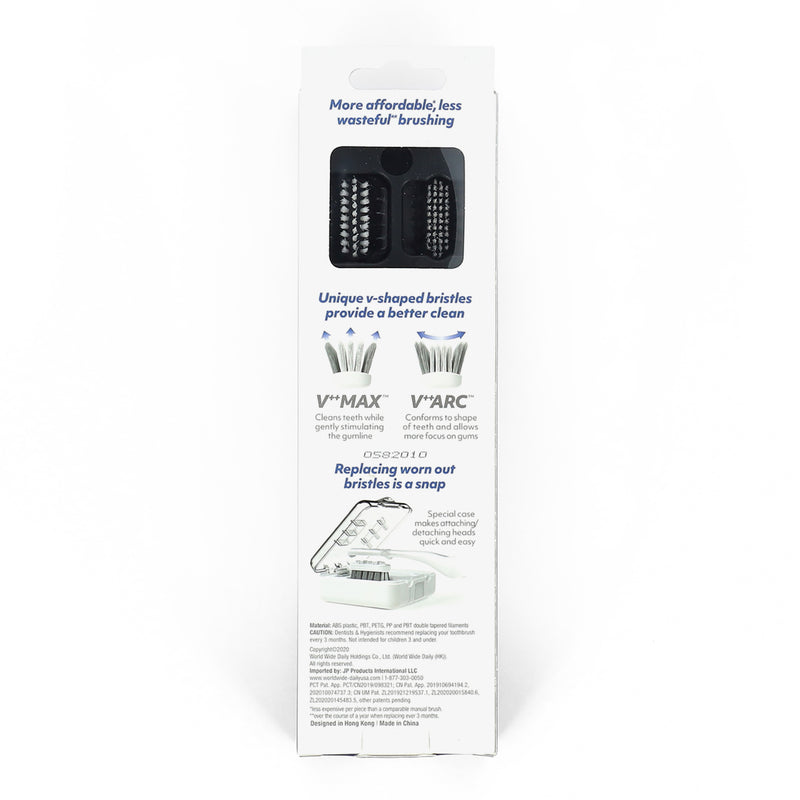 V-ECO BLACK TOOTHBRUSH WITH 2 REPLACEABLE HEADS
