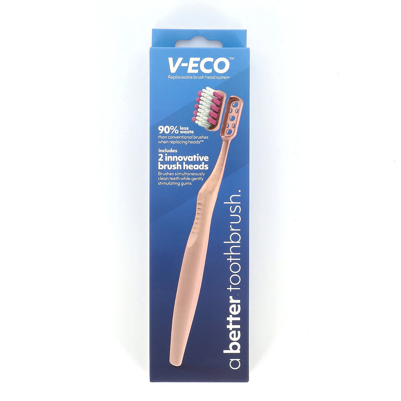V-ECO BROWN TOOTHBRUSH WITH 2 REPLACEABLE HEADS