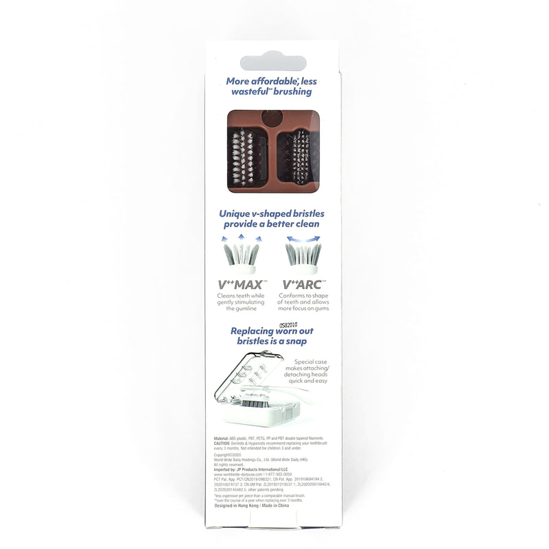 V-ECO BROWN TOOTHBRUSH WITH 2 REPLACEABLE HEADS