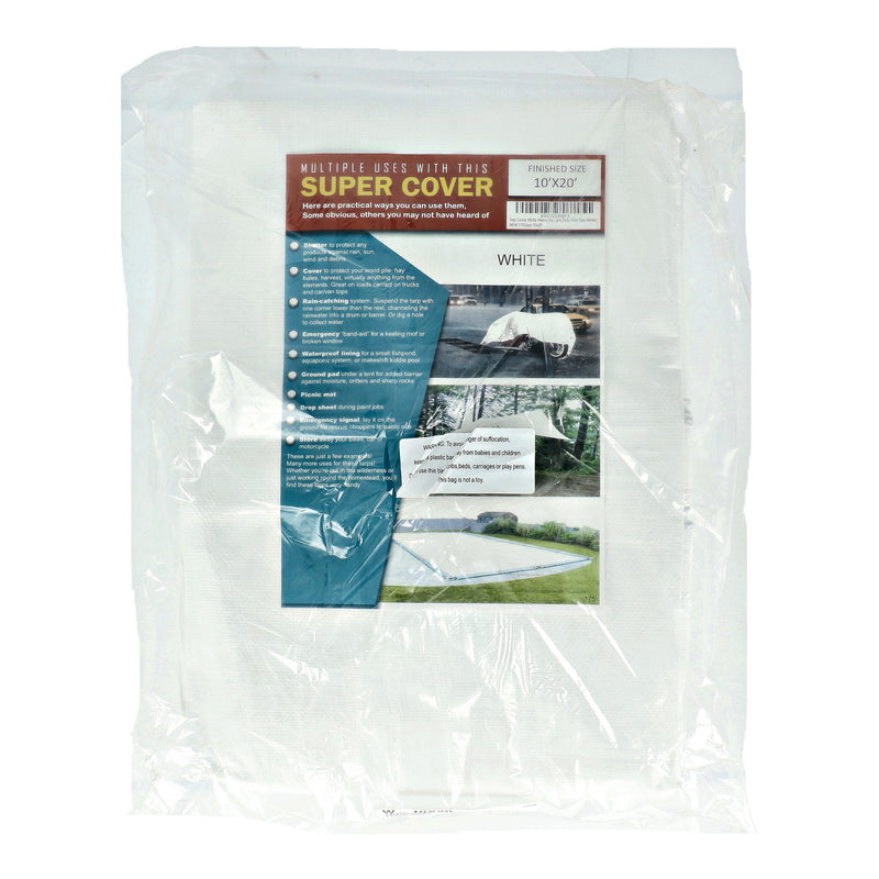 SUPER COVER TARP 10X20' WHITE FINISH SIZE 200SQFT 10 MIL