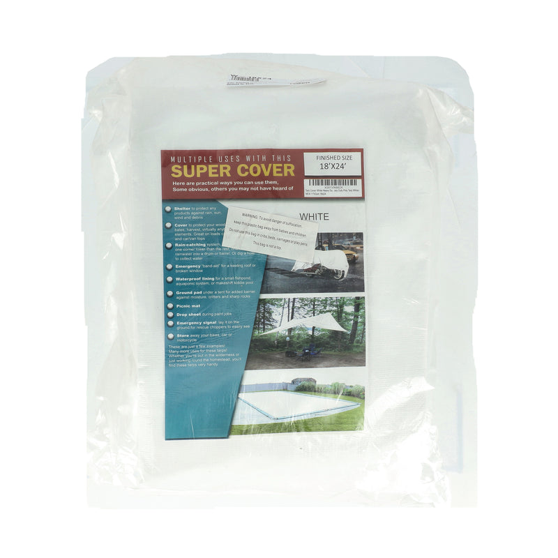 SUPER COVER TARP 18X24' WHITE FINISH SIZE 432SQFT 10 MIL