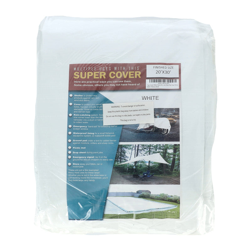 SUPER COVER 2PK TARP WHITE FINISH SIZE 600SQFT 10 MIL