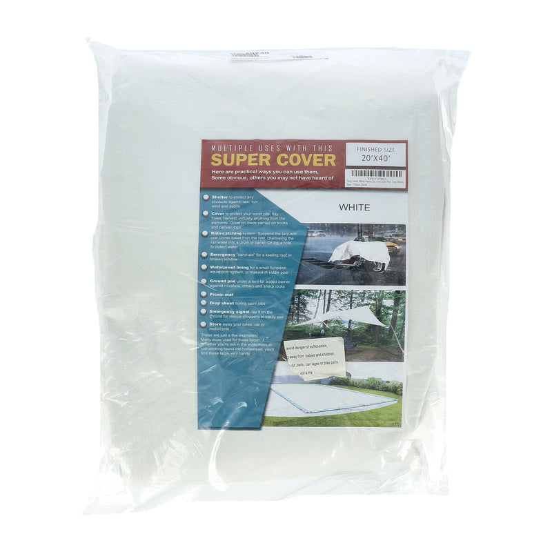 SUPER COVER TARP WHITE 20x40' FINISH SIZE 800SQFT 10 MIL