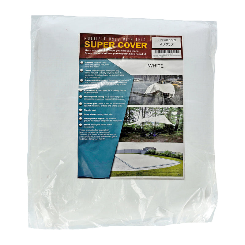 SUPER COVER TARP 40X50' WHITE FINISH SIZE 2000SQFT 10 MIL
